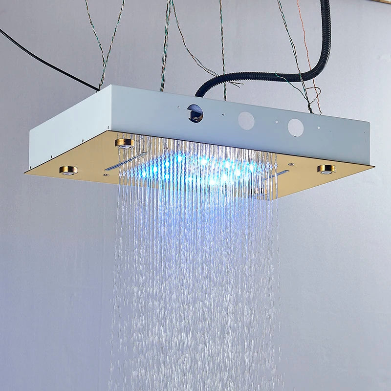 Built-in Ceiling Luxury LED Light Waterfall Rain Shower Head