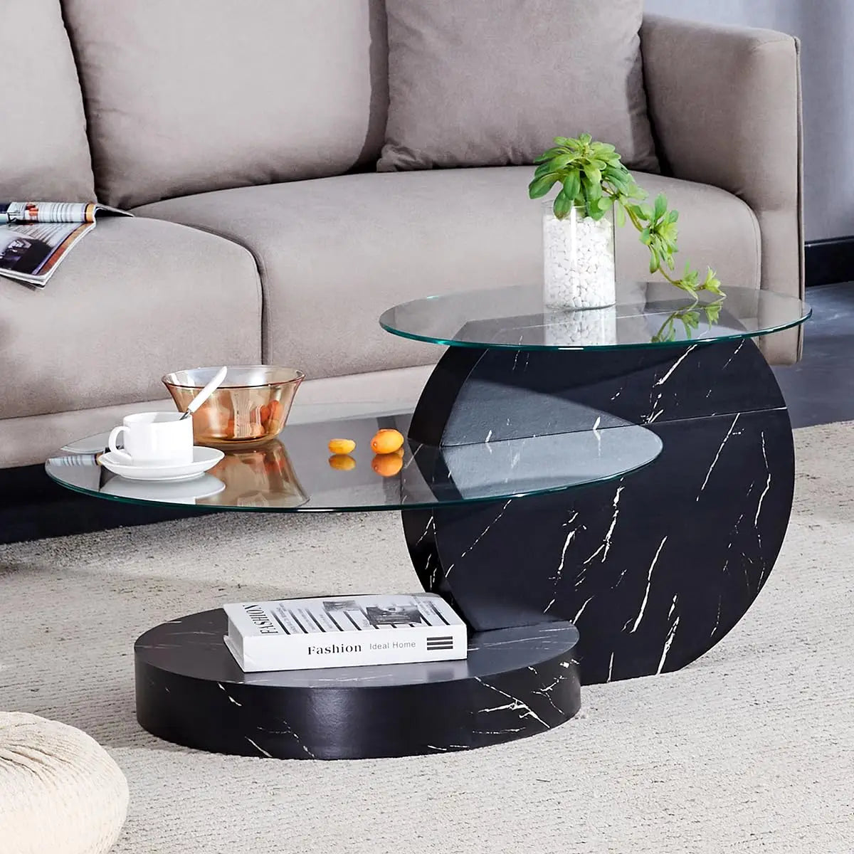 35" 3-Tier Design Tempered Glass Coffee Table for your Living Room