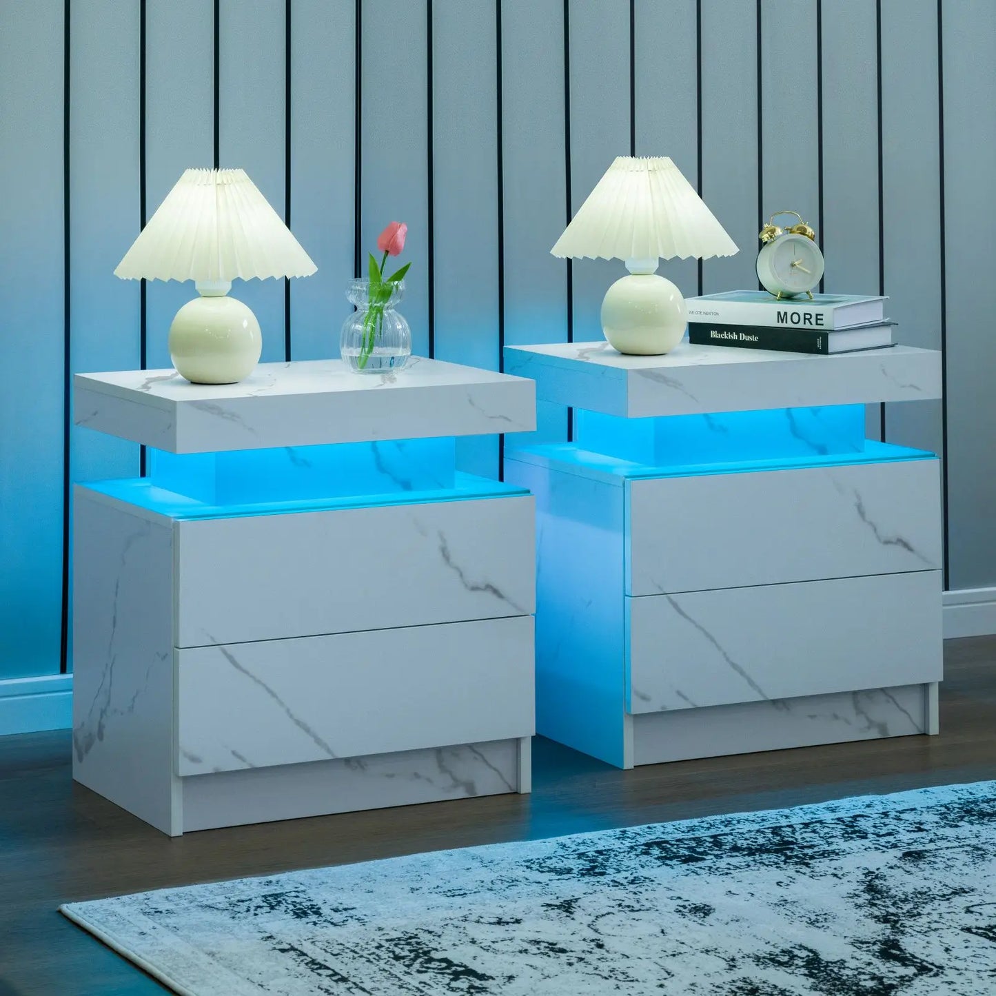 Set of 2 LED Nightstands with 2 Drawers for your Bedroom