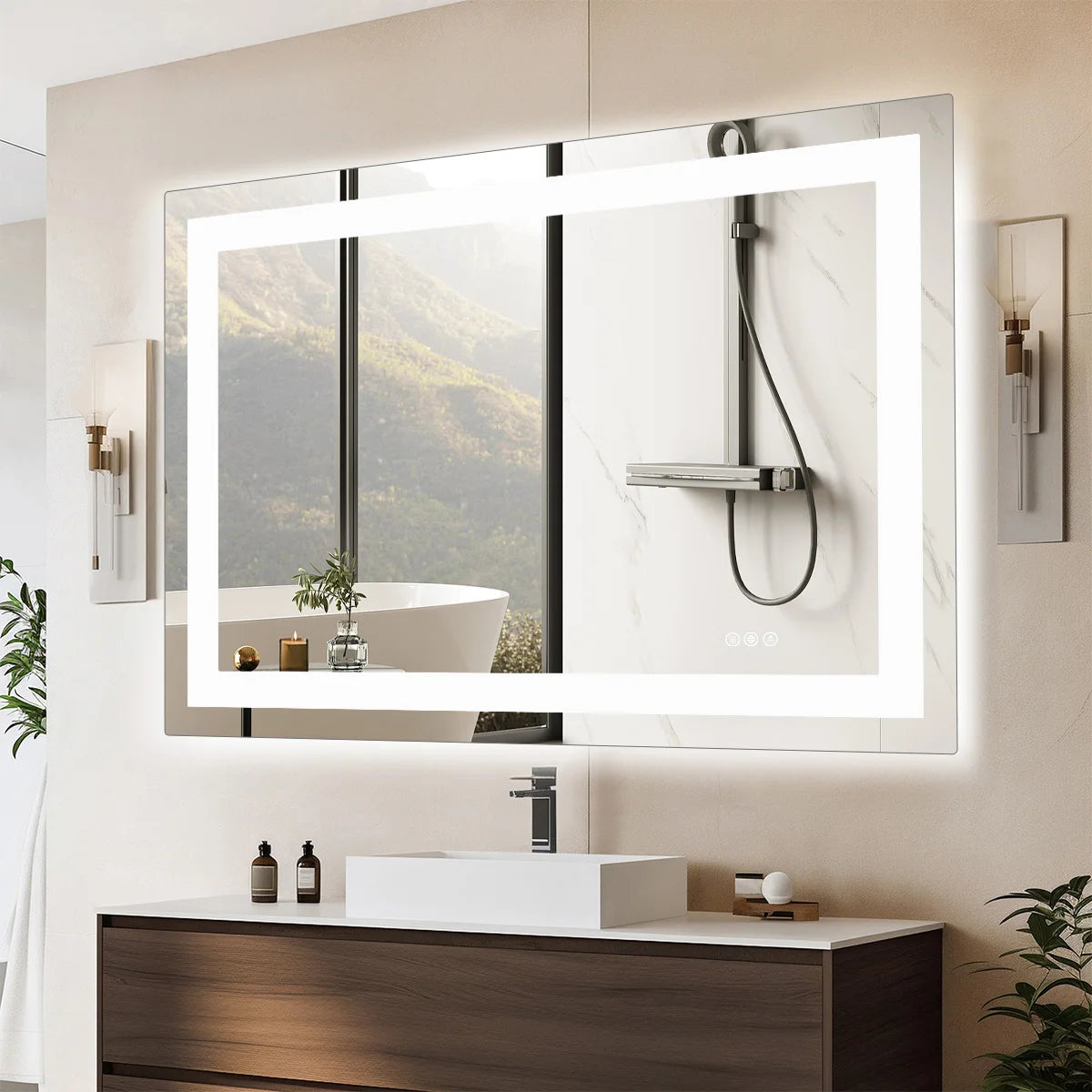 36"x 24" LED Bathroom Vanity Tempered Glass Mirror for Wall with Memory Function
