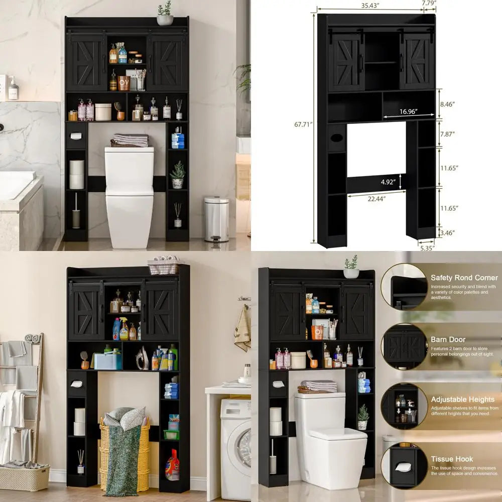 Over Toilet Storage Cabinet with Sliding Doors