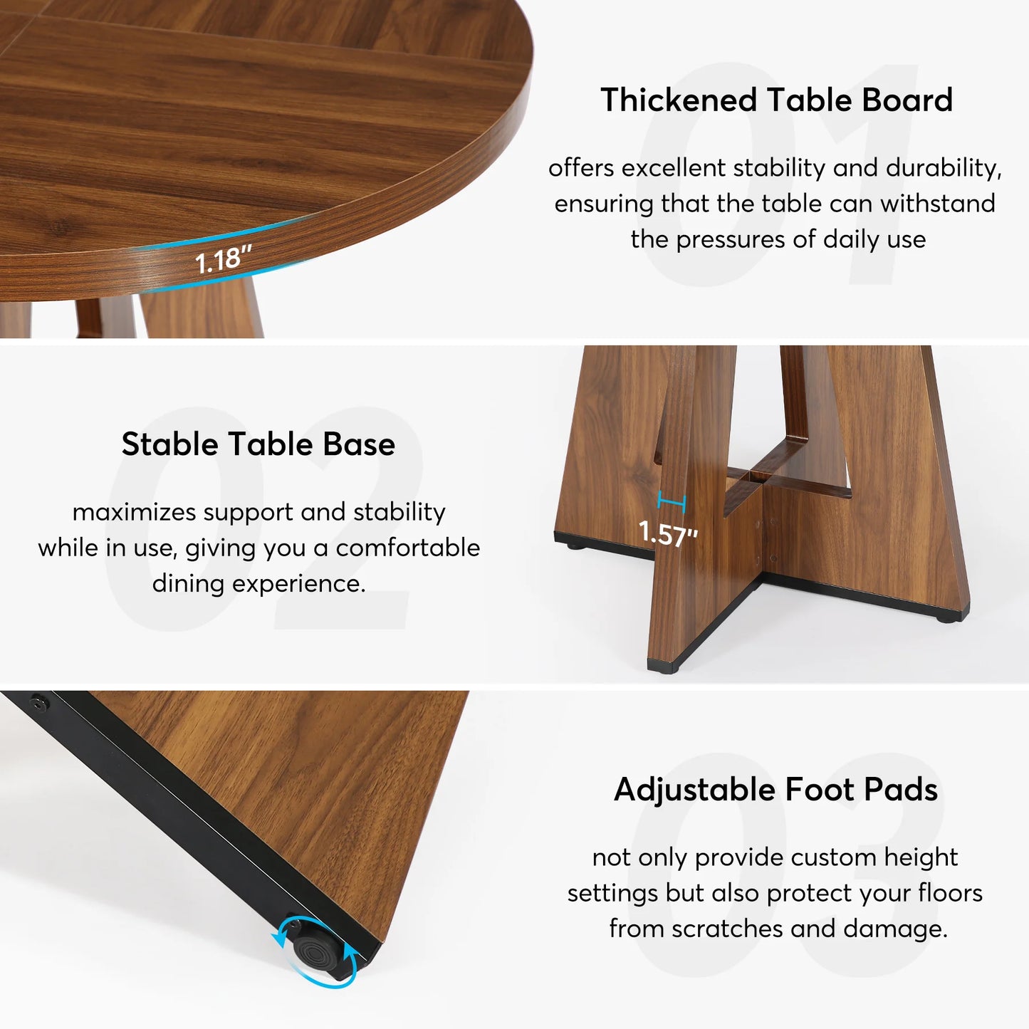 47 inch Round Dining Table for 4