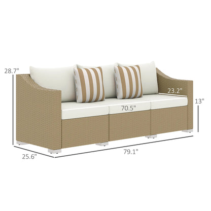 Outdoor Patio Rattan Sofa with Pillows