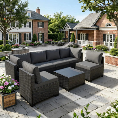 All Weather 7-Piece Modular Rattan Patio Set