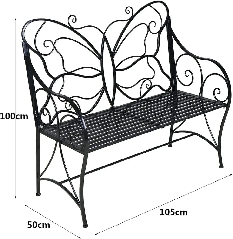 Rust-resistant Butterfly Bench with Arm rests for the backyard, balcony, or porch