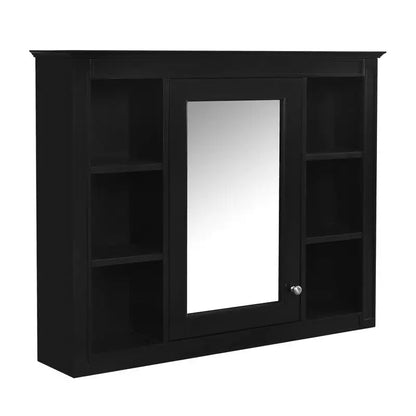 36" Bathroom Vanity with Sink, Modern Storage Cabinet w/ Mirror + Shelves