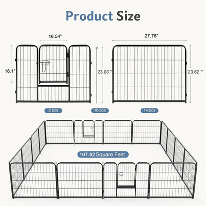 24-to-32-inch Foldable 16 Panel Metal Dog Playpen