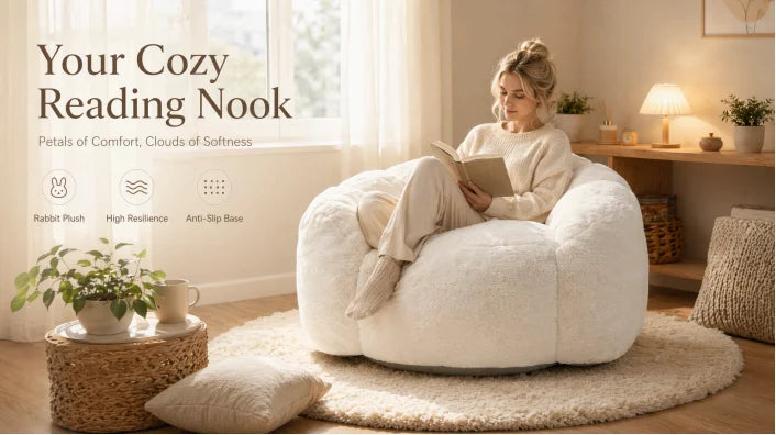 Large Velvet Petal Cloud Lounge Chair for Living Room or Bedroom