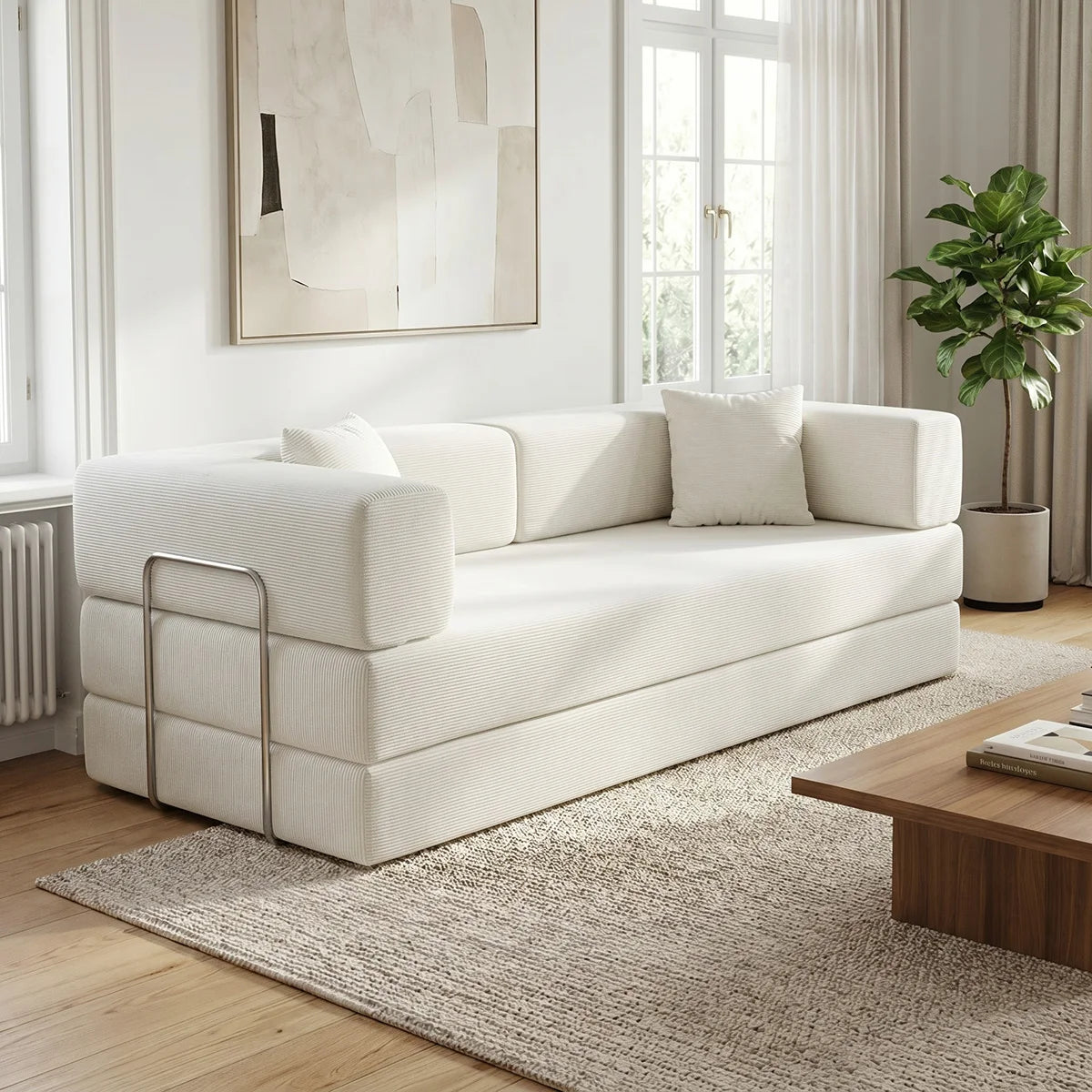 4-in-1 Folding Corduroy Boneless Sleeper Couch