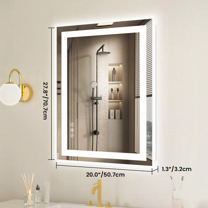 36"x 24" LED Bathroom Vanity Tempered Glass Mirror for Wall with Memory Function