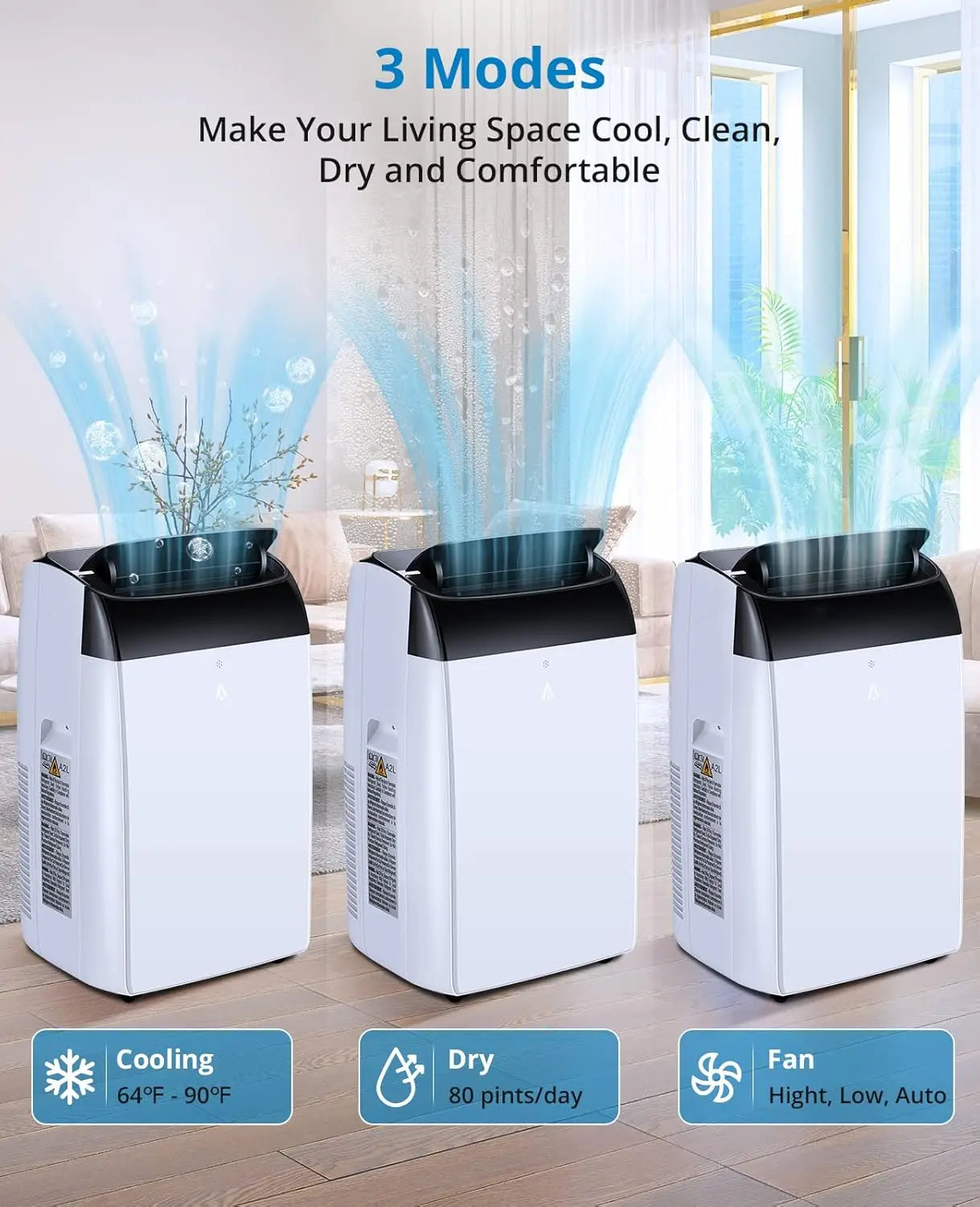 14000 BTU Portable Air Conditioner Unit with Fan and Dehumidifier