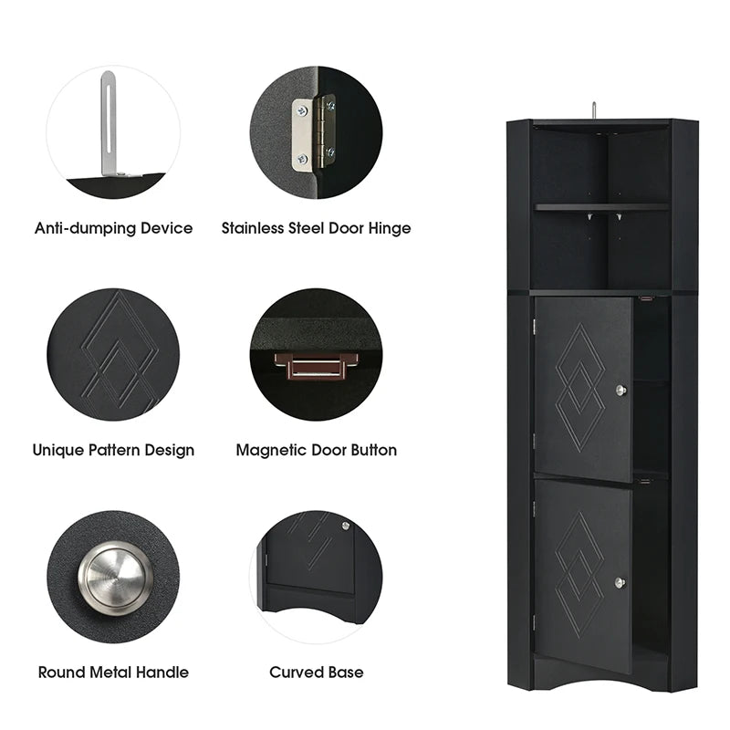 Freestanding Tall Bathroom Corner Cabinet
