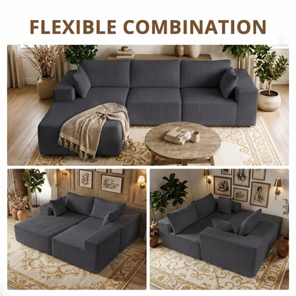 105 Inch L-Shaped Lumbar Support Sofa with Deep Seat