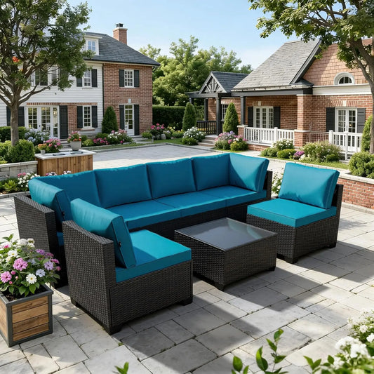 All Weather 7-Piece Modular Rattan Patio Set