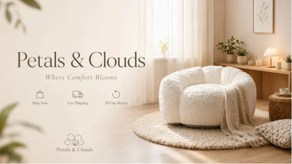 Large Velvet Petal Cloud Lounge Chair for Living Room or Bedroom