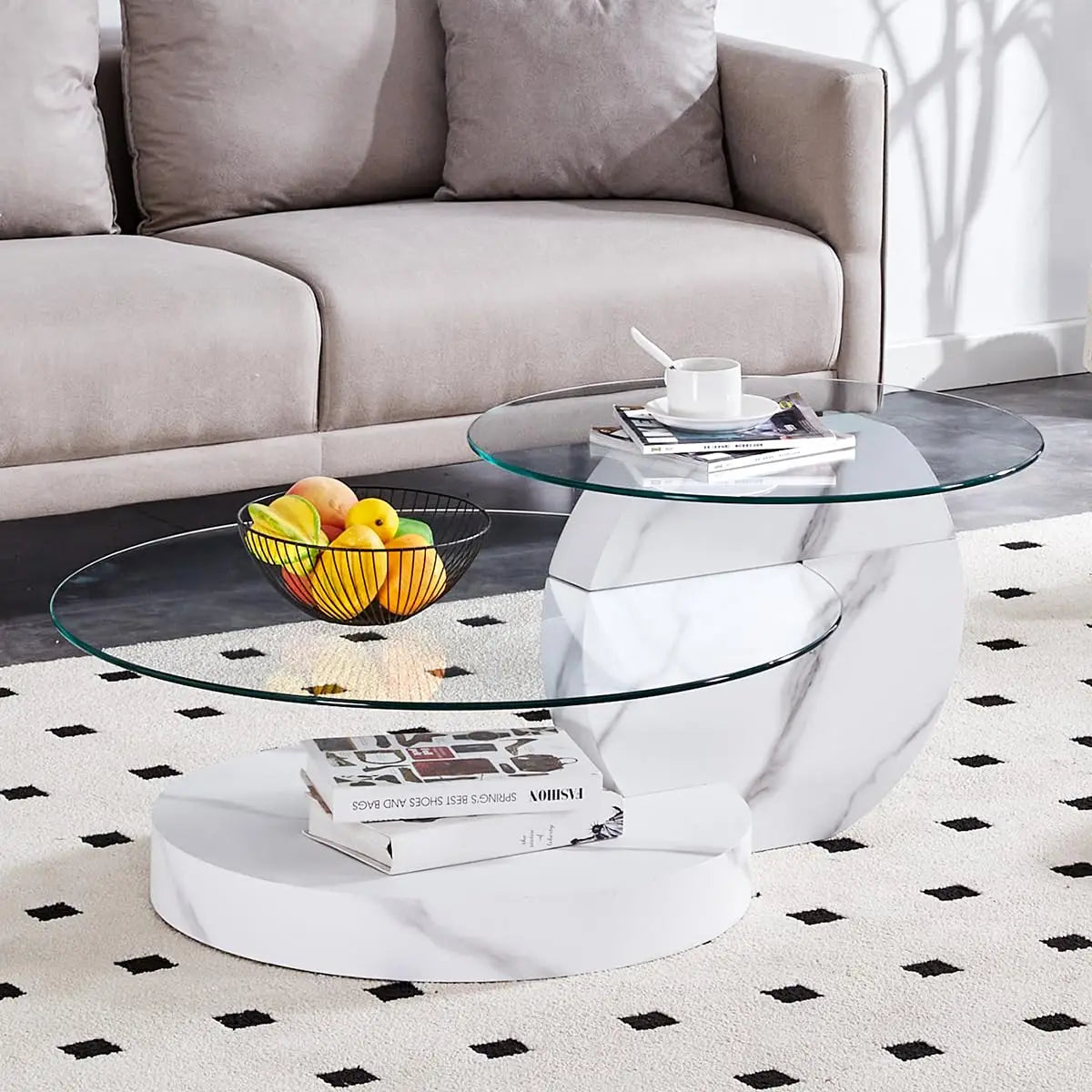 35" 3-Tier Design Tempered Glass Coffee Table for your Living Room