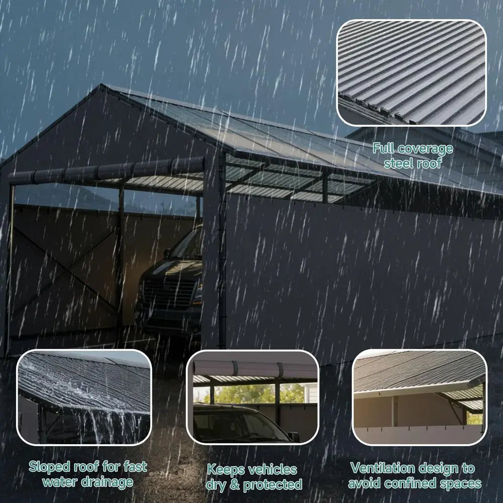 All Weather 11x22 FT Metal Carport with Sloped Roof for extra storage space