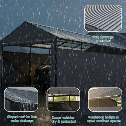 All Weather 11x22 FT Metal Carport with Sloped Roof for extra storage space