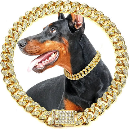 Luxury Gold Iced Chain Collar for your Pet