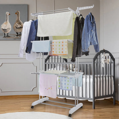 4-Tier Clothes Drying Rack with attached foldable brackets