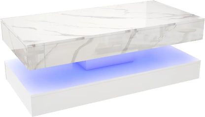 Modern Style Coffee Table with LED lights and slide out Storage Drawers for your Living Room
