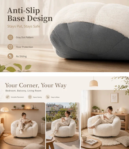Large Velvet Petal Cloud Lounge Chair for Living Room or Bedroom