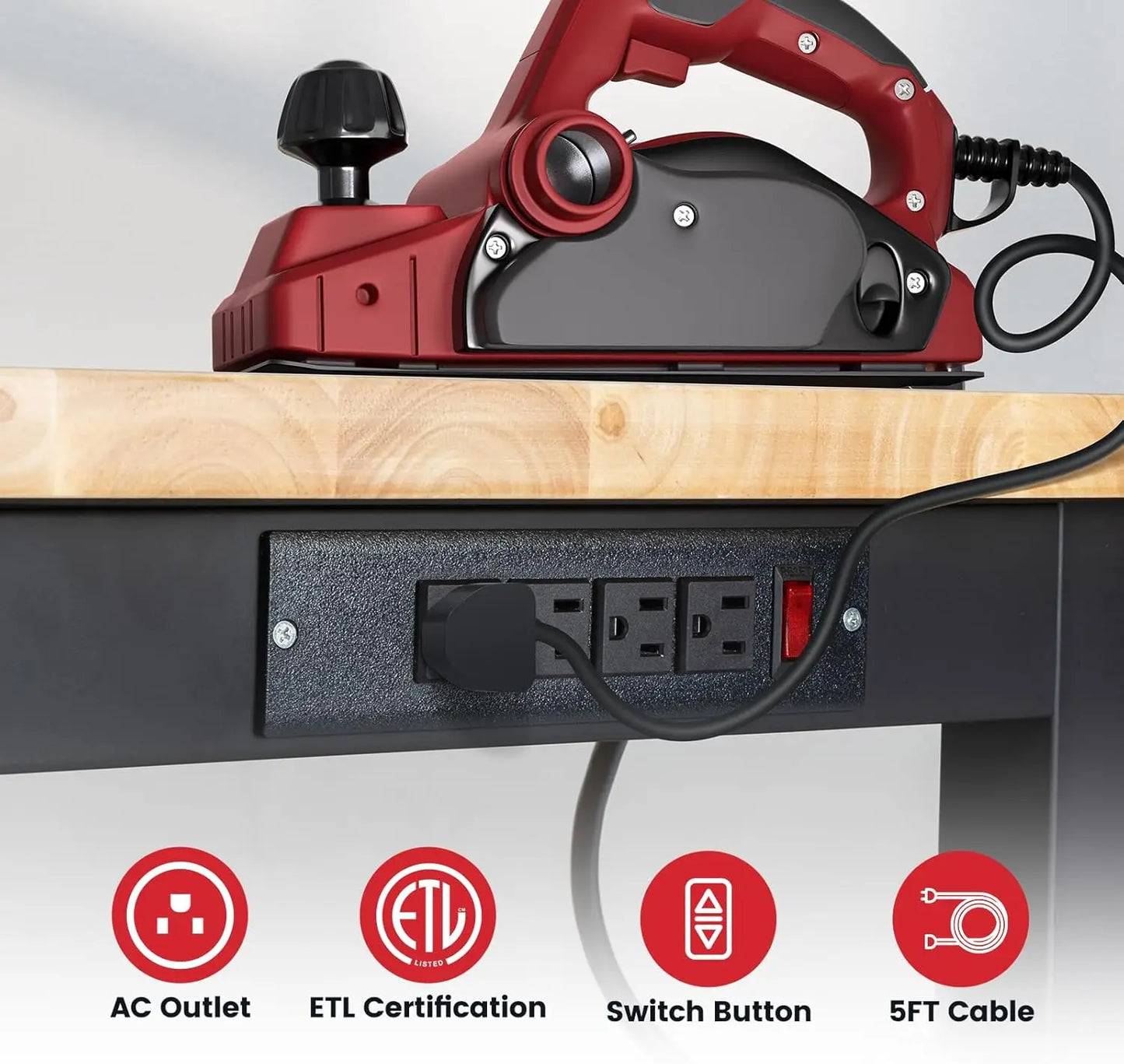 Adjustable Height Workbench with Power Outlets and Pegboard for your DIY projects