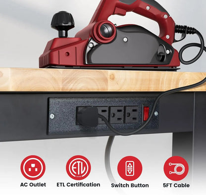 Adjustable Height Workbench with Power Outlets and Pegboard for your DIY projects
