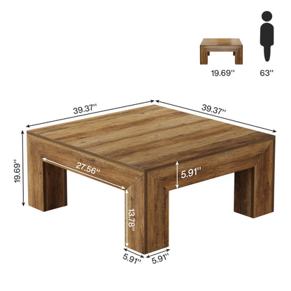 39.4-Inch Square Coffee Table for Living Room