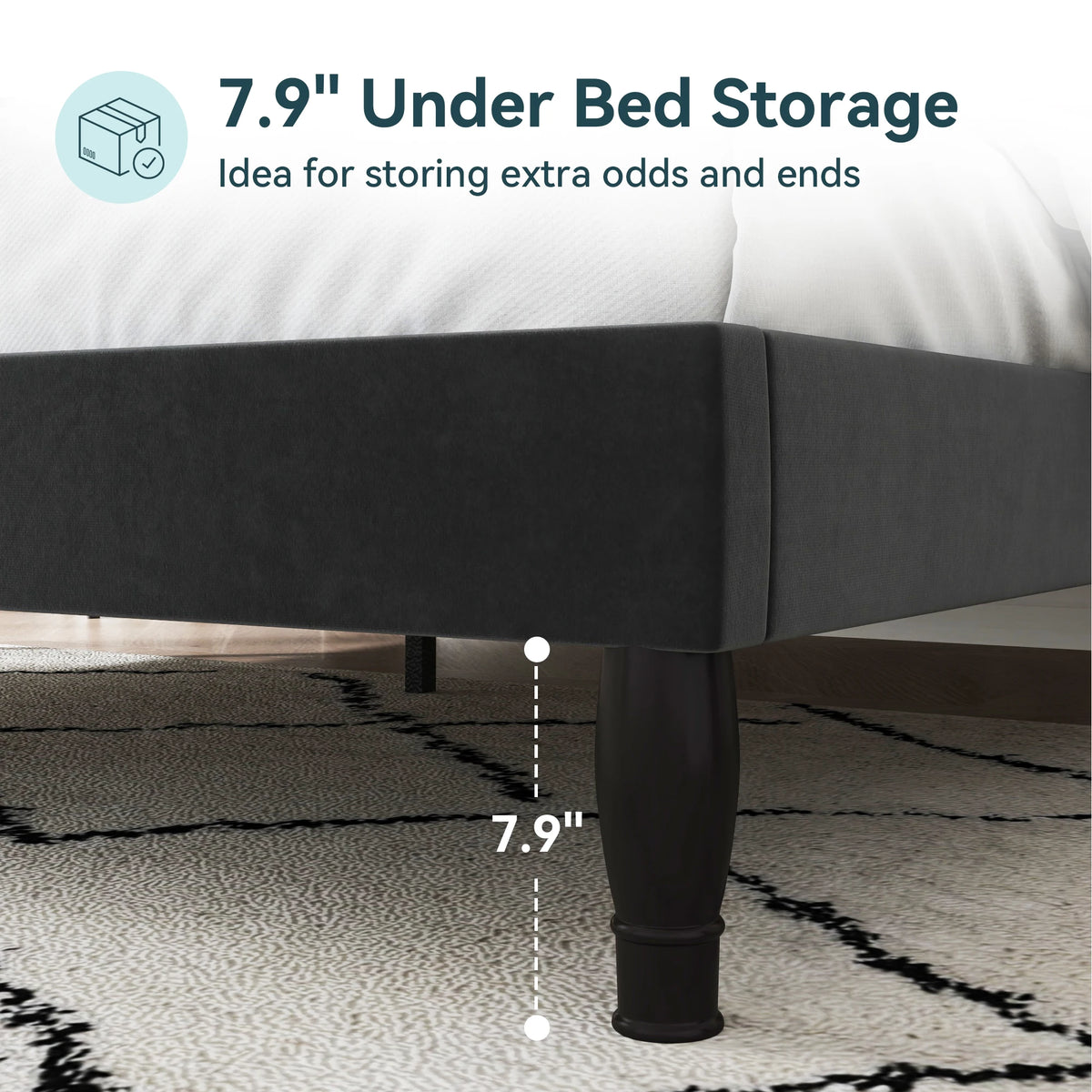 Full/Queen/King Size Velvet Bed Frame with Adjustable Upholstered Tufted Crystalline Headboard