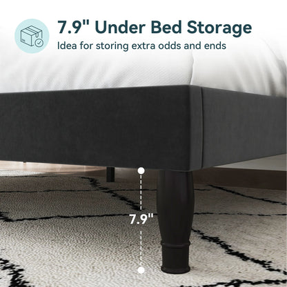 Full/Queen/King Size Velvet Bed Frame with Adjustable Upholstered Tufted Crystalline Headboard
