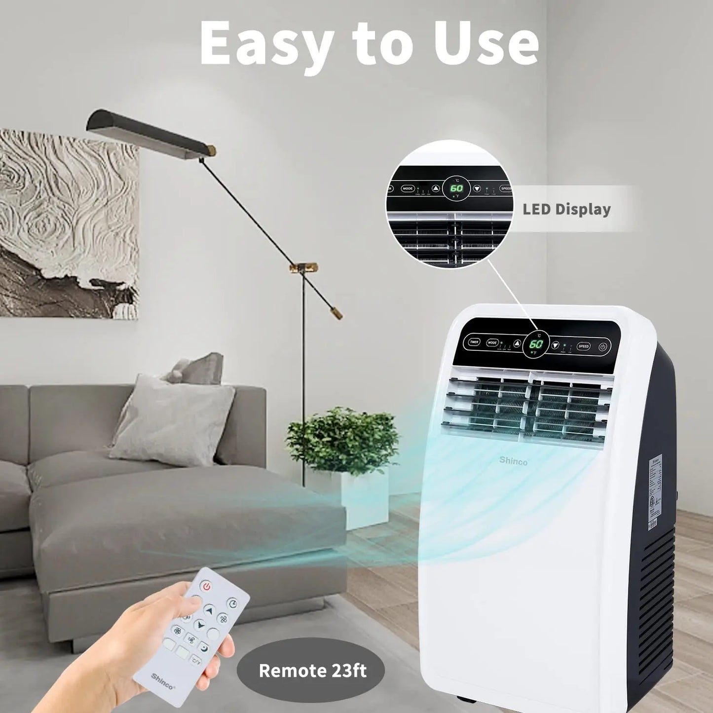 8,000 BTU Portable Air Conditioner with Remote and 3 settings