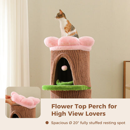Luxurious Large Cat Tree with 2 or 4 Spacious Condos and a detachable toy for your cat or cats enjoyment!