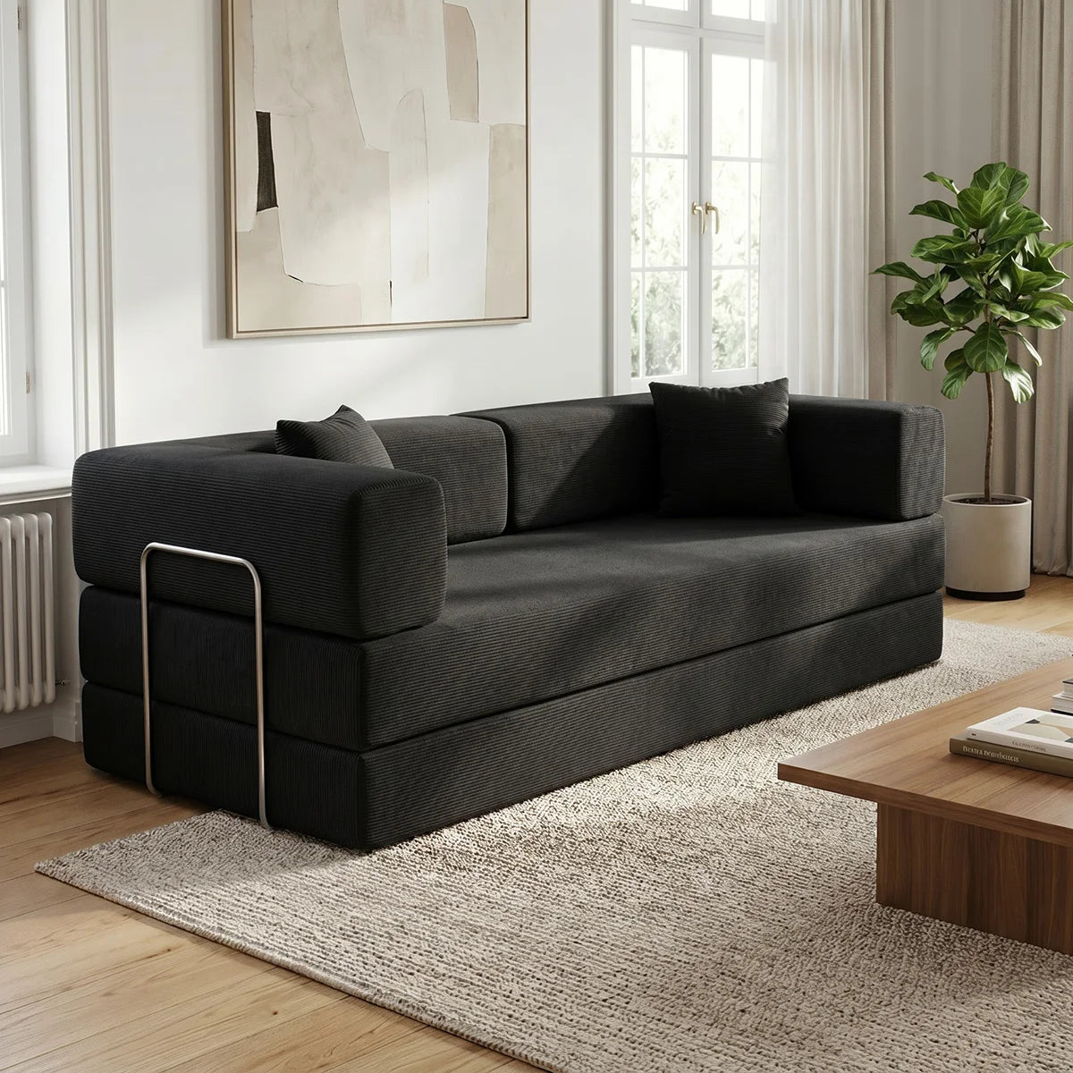 4-in-1 Folding Corduroy Boneless Sleeper Couch