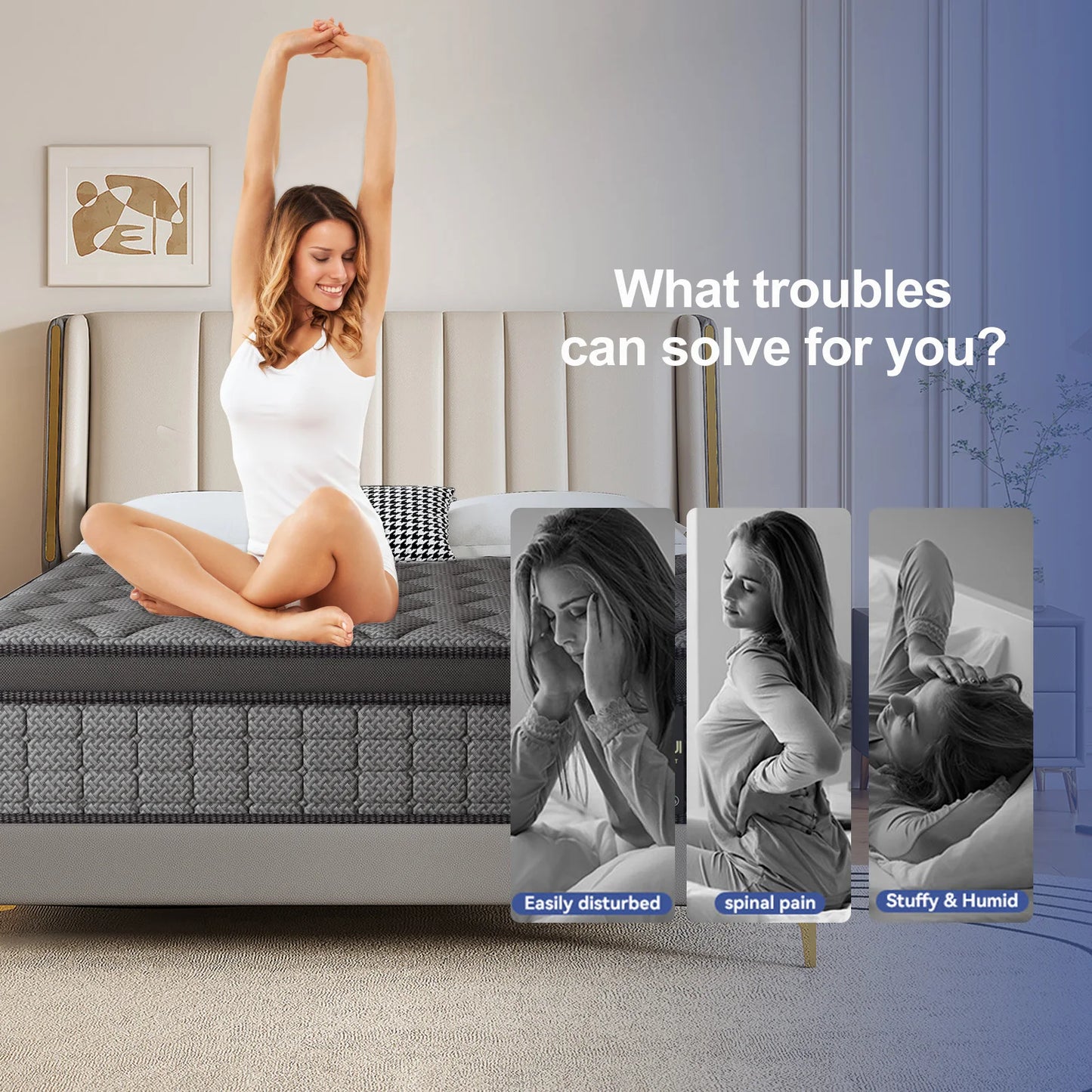 12"or 14" Medium Firm Gel Memory Foam Hybrid Pocket Spring Mattress