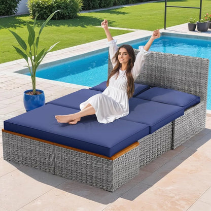 Outdoor Patio Day Bed with 2 Side Tables