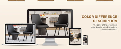 Set of Four Faux Leather Modern Dining Chairs with thick cushioned seats