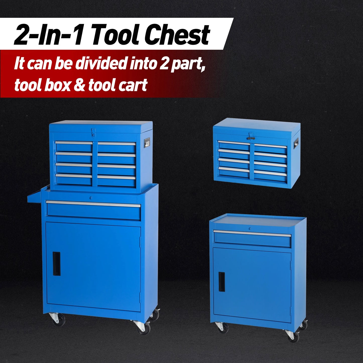 5-Drawer Rolling Tool Storage Cabinet with Detachable Tool Box