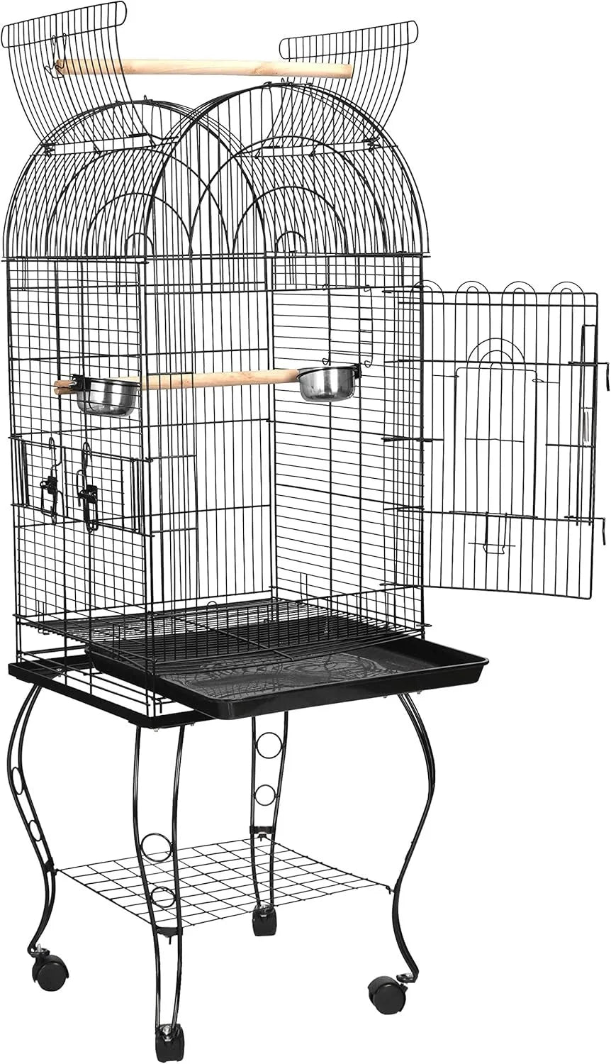 63.5 Inches Bird Cage with Detachable Stand and Open Top