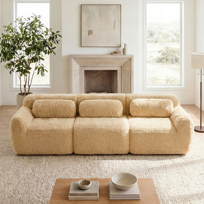 115'' Fluffy Modular Sectional Sofa with Pillows