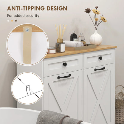 Tilt Out Laundry Hamper Cabinet with 2 pull-out drawers