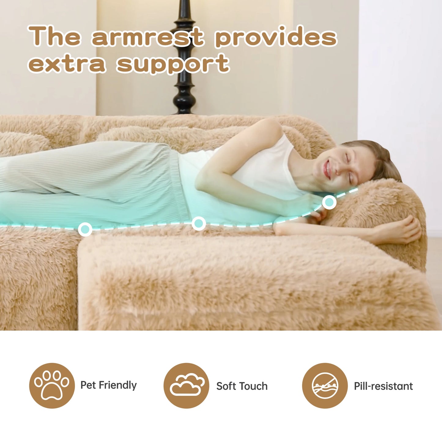 115'' Fluffy Modular Sectional Sofa with Pillows