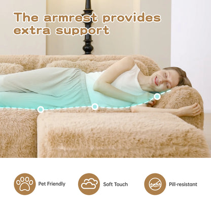 115'' Fluffy Modular Sectional Sofa with Pillows