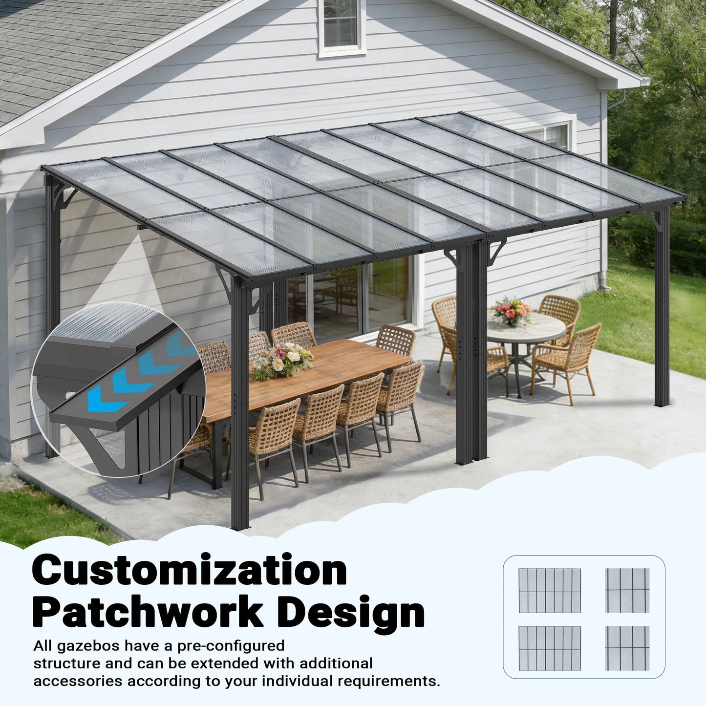 Wall-Mounted Gazebo with Aluminum Frame