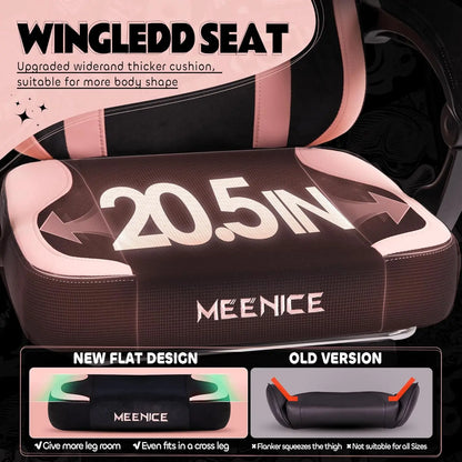 Cute Gaming Chair with Cat Ears & Paw Lumbar Cushion and Foot Rest