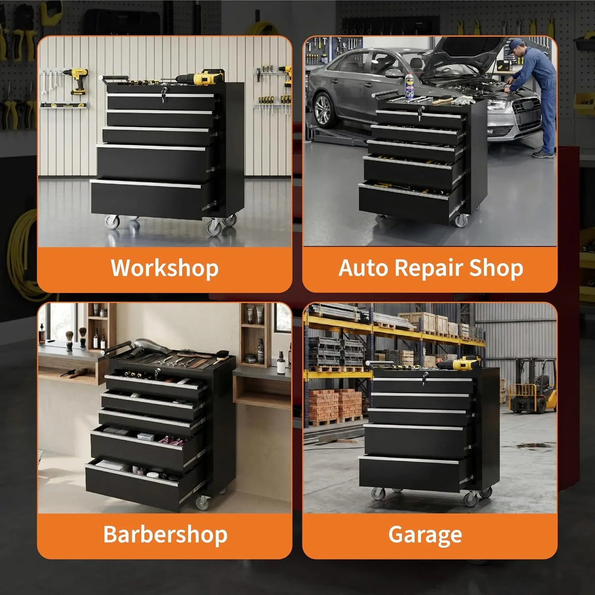 Rolling Heavy Duty Tool Chest with 5 Drawers and Locking Wheels