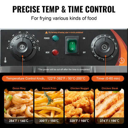 12L Electric Countertop Deep Fryer w/Dual Removable Tanks