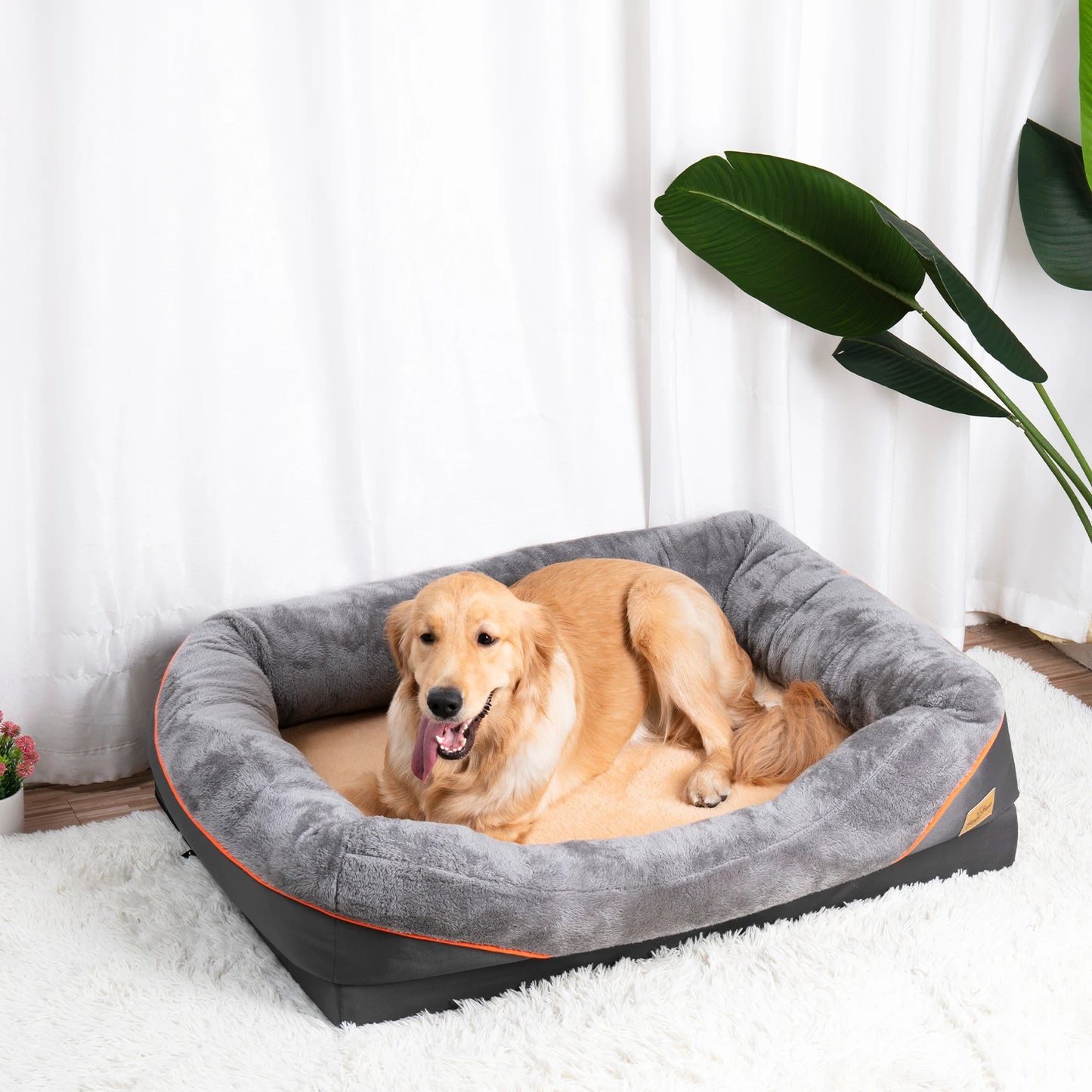 Large Soft and Comfortable Waterproof Dog Bed with Washable Cover