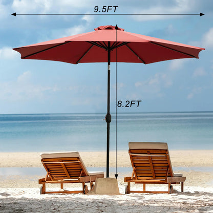 9.5FT Solar Patio Umbrella with 32 LED Lights for your Backyard