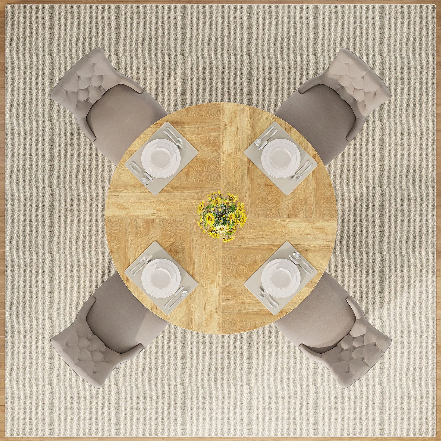 47 inch Round Dining Table for 4